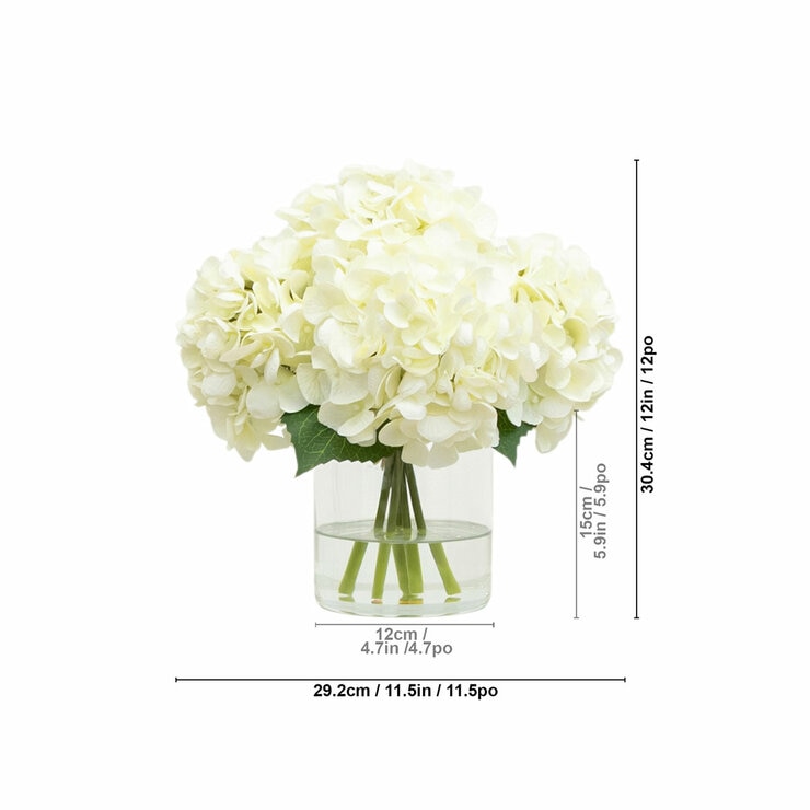 Real Touch Artificial Hydrangea in Vase in White