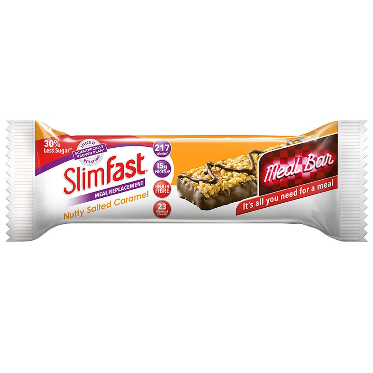 SlimFast Nutty Salted Caramel Meal Replacement Bars, 16 x 60g