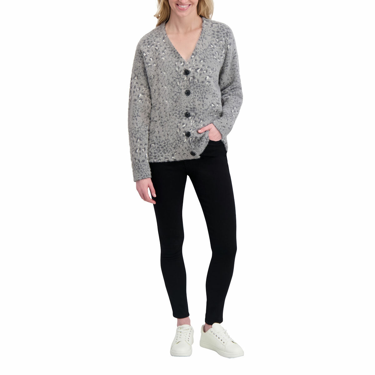 DKNY Ladies Leopard Print Cardigan