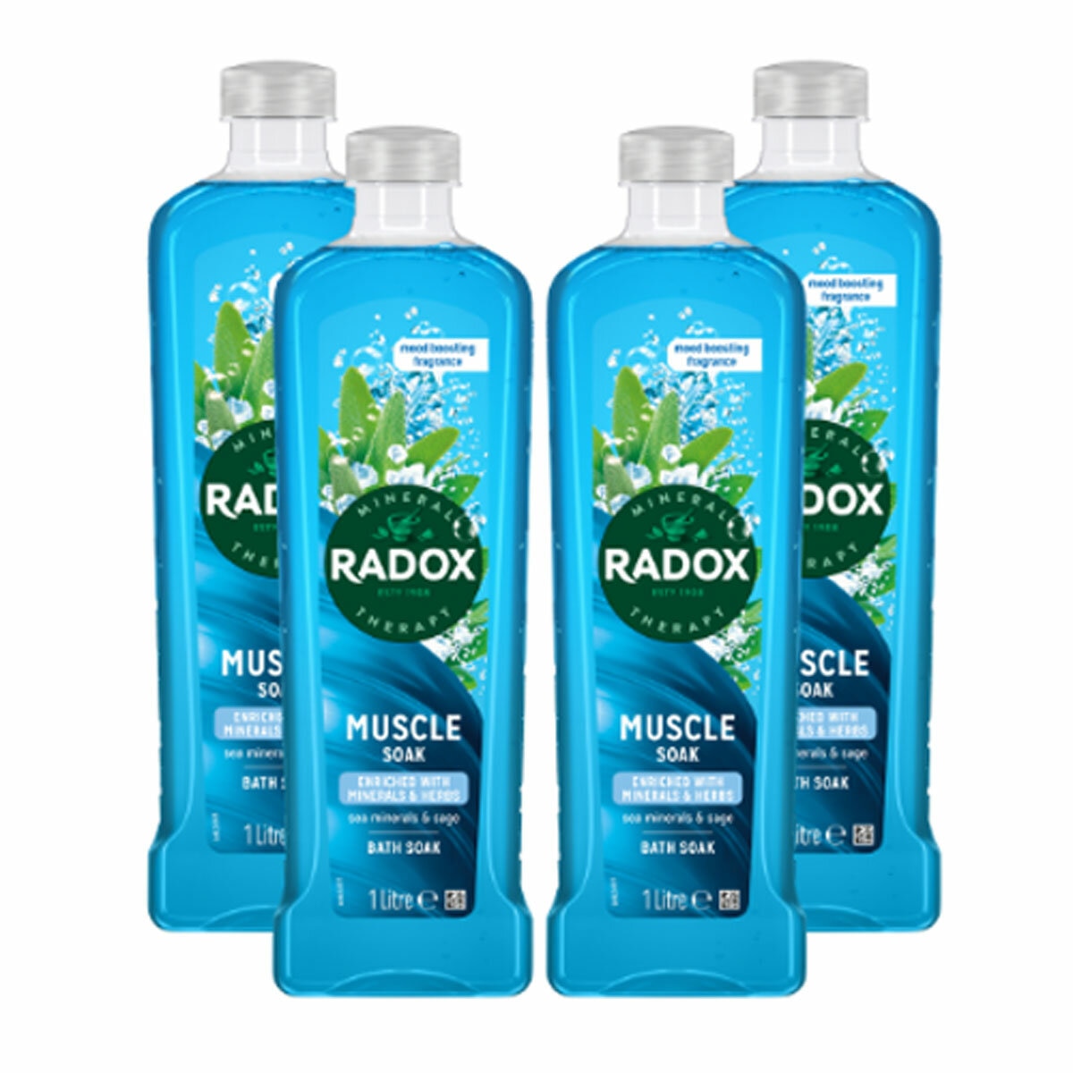 Radox Mineral Therapy Muscle Bath Soak, 4 x 1L