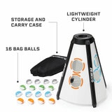 Studio image of the cylinder, 16 bag balls and carry case