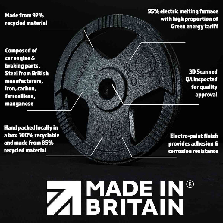 Marcy Made in Britain Eco Olympic Weight Set with 7ft Barbell in 3 Sizes