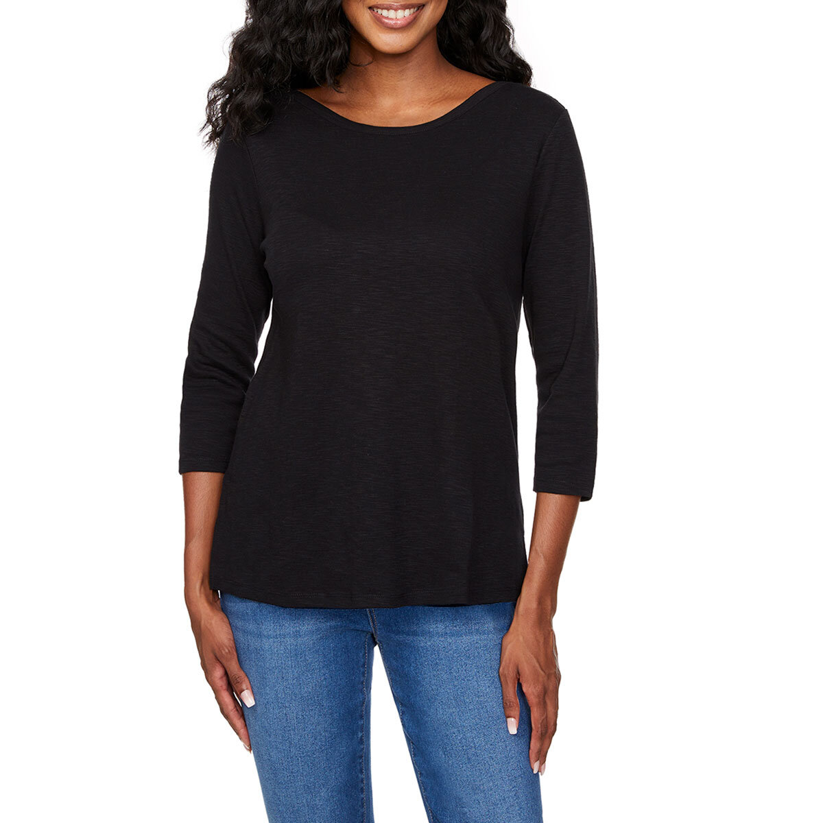 Kirkland Signature Ladies Boatneck Tee in Black