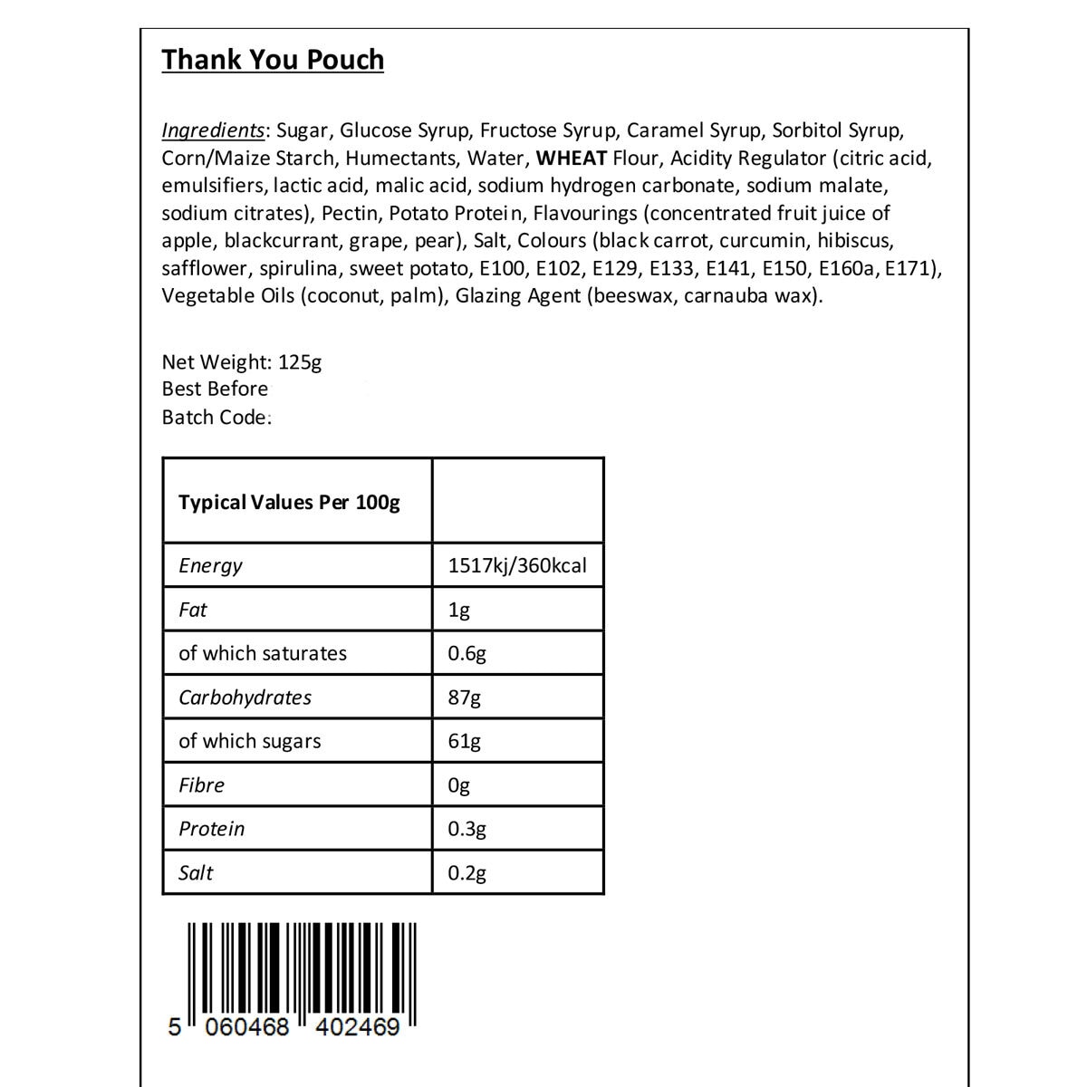 SugarSin 'Thank You' Pick 'n' Mix Pouches Letterbox Gift in Blue