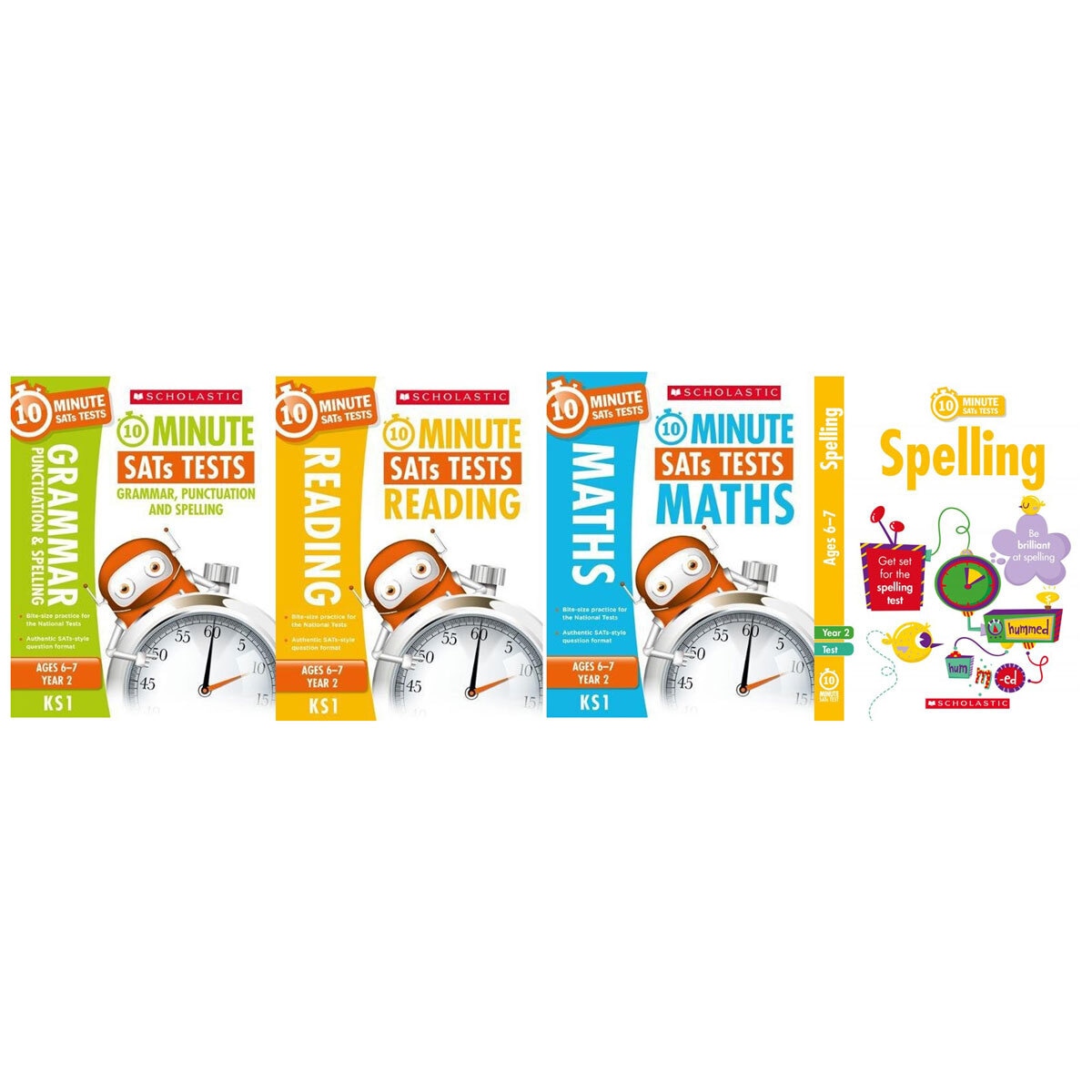 Scholastic 10 Minute SATs Tests 4 Book Pack, KS1 Year 2 Ages 6-7