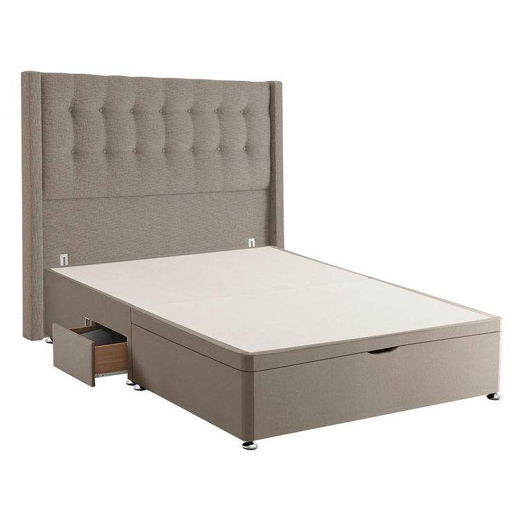 Silentnight Ottoman Divan Base with Bloomsbury Headboard in Sandstone