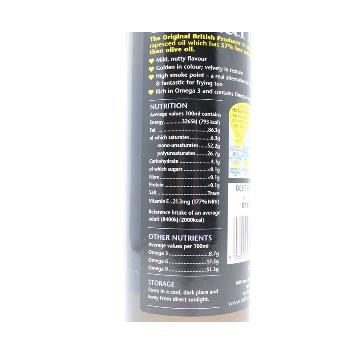 Hillfarm Extra Virgin Cold Pressed Rapeseed Oil, 750ml