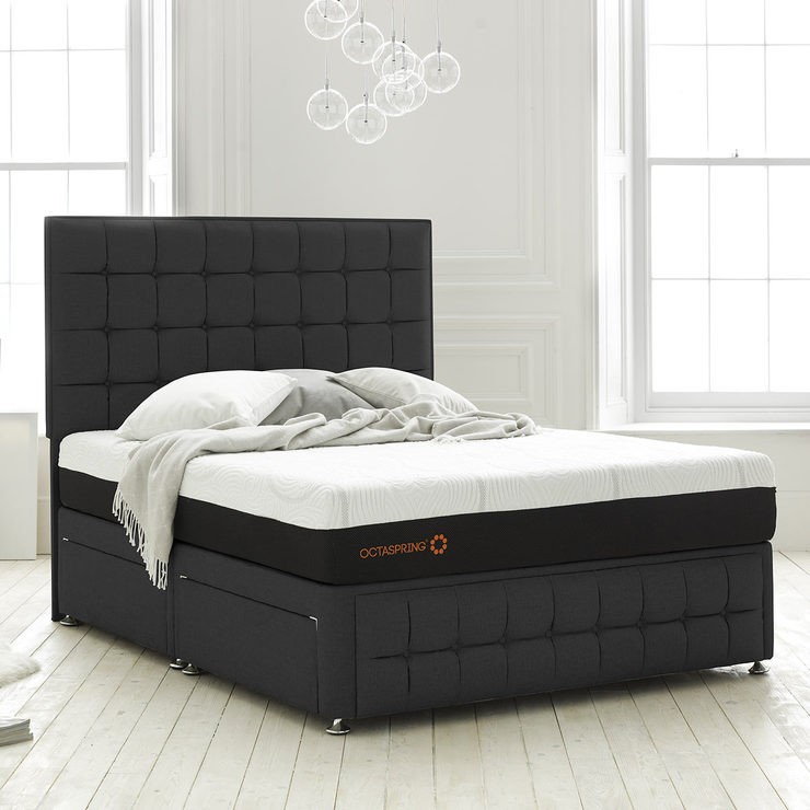 Octaspring Sirocco Mattress & Venice Divan with Headboard in Midnight