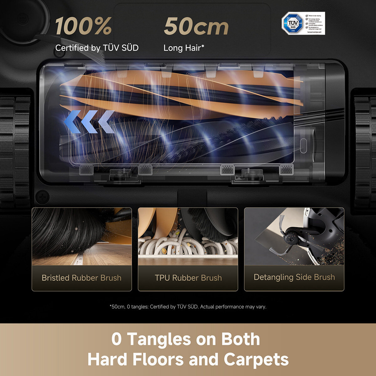 Lifestyle image showing 0 tangles on on hard floors and carpets Lifestyle image showing 0 tangles on on hard floors and carpets