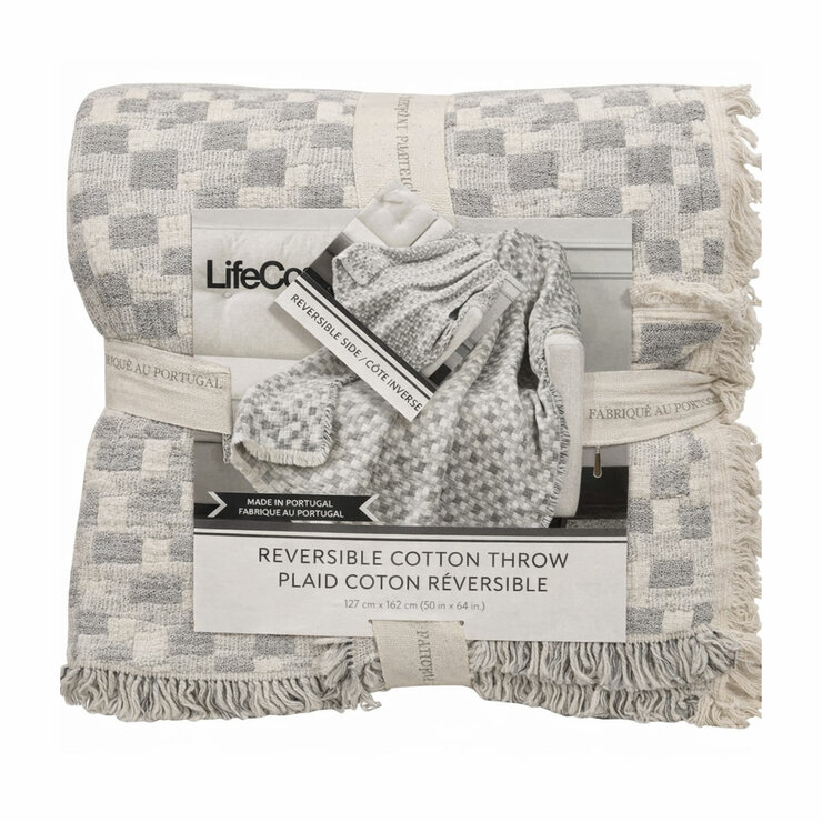 Life Comfort Reversible 100% Cotton Gauze Grey Throw, 127 x 162 cm