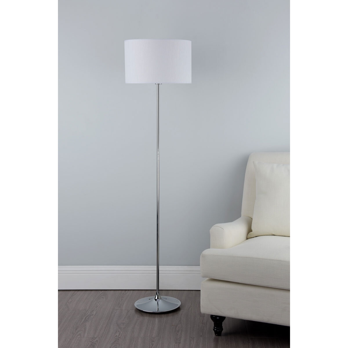 Delta Polished Chrome Floor Lamp with Shade