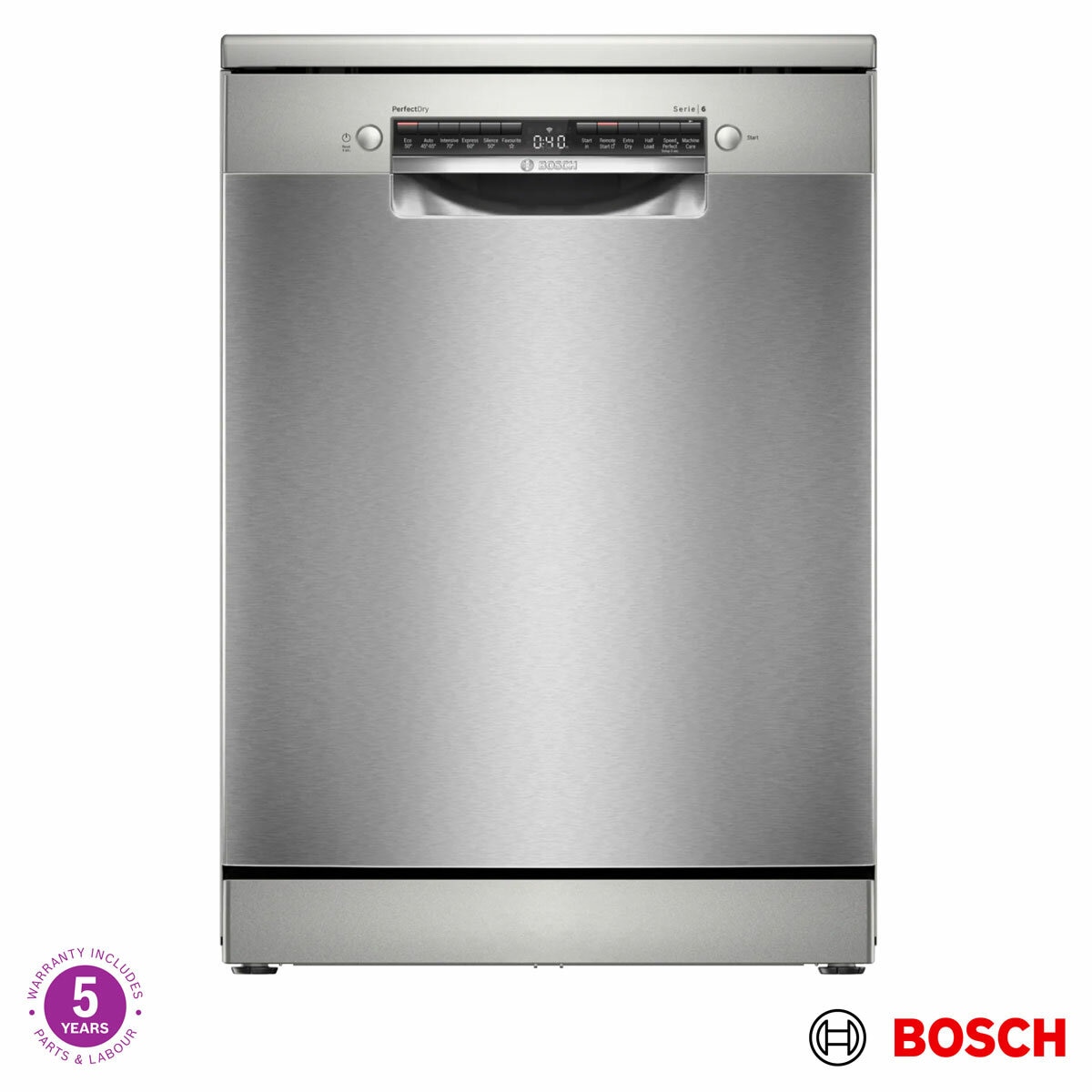 Bosch Series 6 SMS6ZCI10G Freestanding Dishwasher, B Rated in Silver