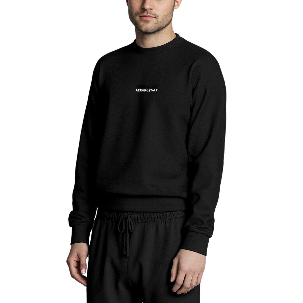 Aeropostale Men's Crew Neck Sweater in Black
