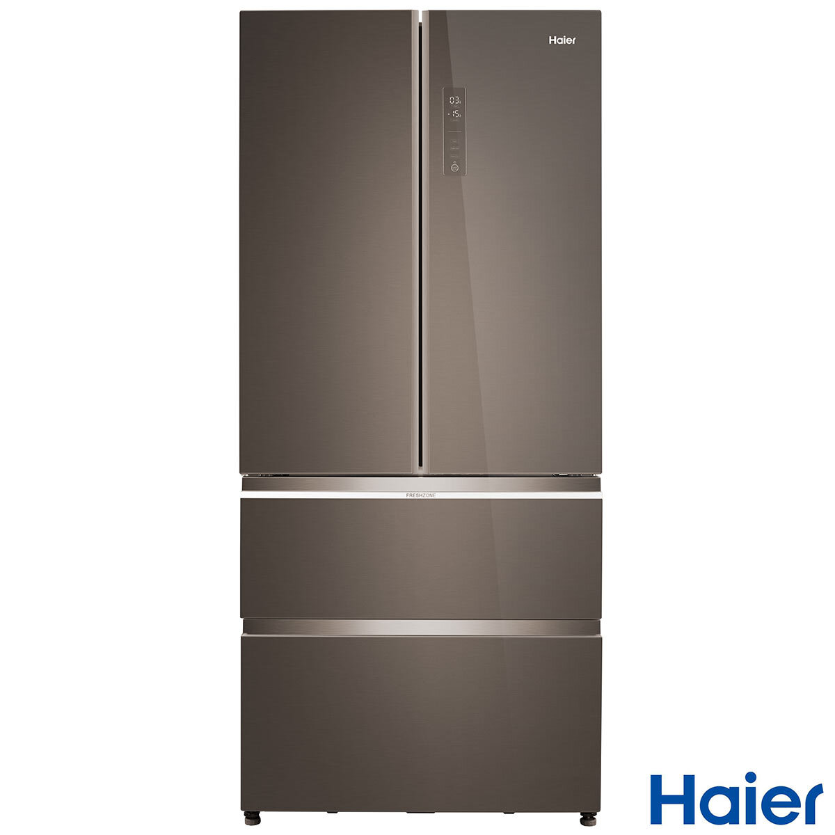 Haier HB18FGSAAA, Multidoor Fridge Freezer, E Rated in Titanium Steel