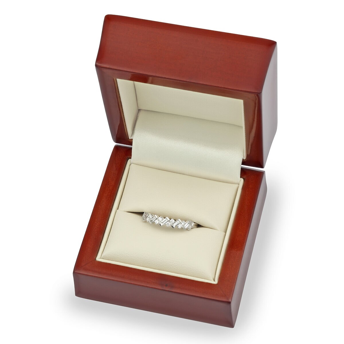 0.30ctw Baguette & Round Brilliant Cut Diamond Band Ring, 18ct White Gold