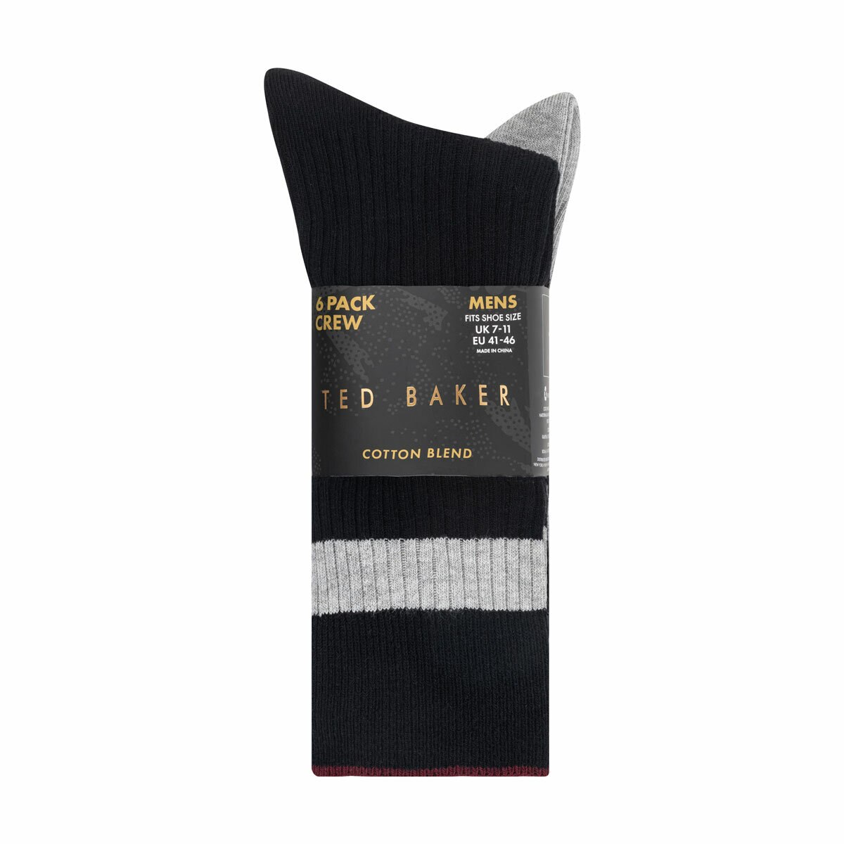Ted Baker Men's Ribbed Sock 6 Pack in Black