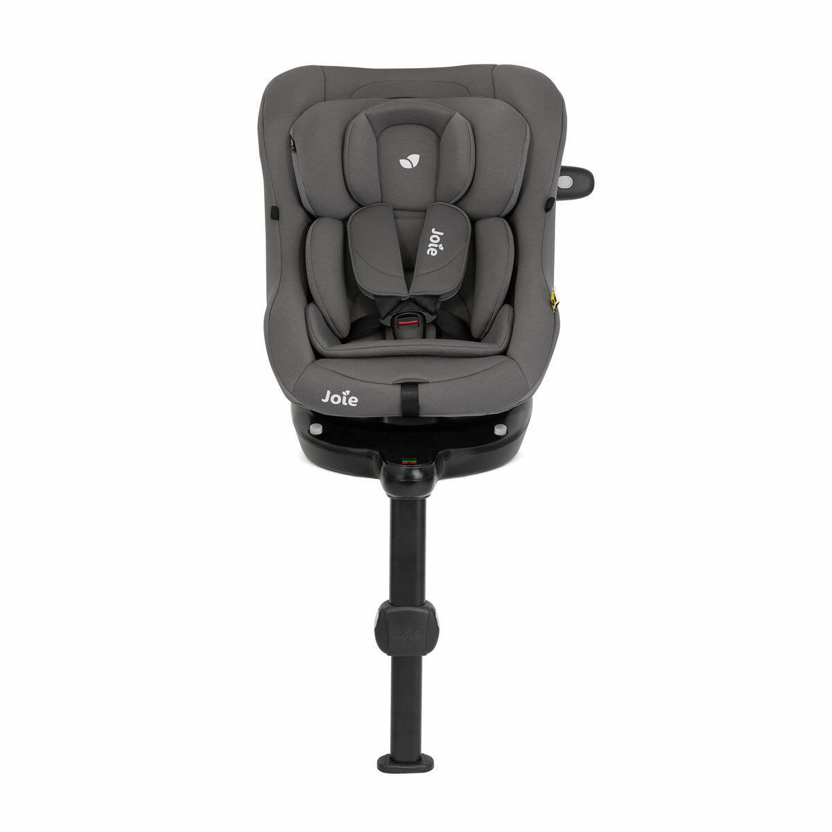 Studio image of the Joie I-Pivot Car Seat from the front set up for a small baby