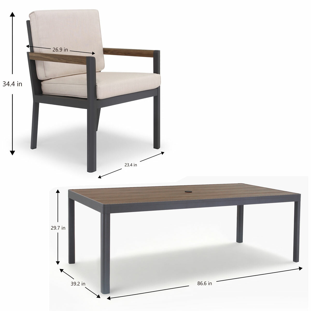 Mirador 7 Piece Deep Seating Dining Set + Cover