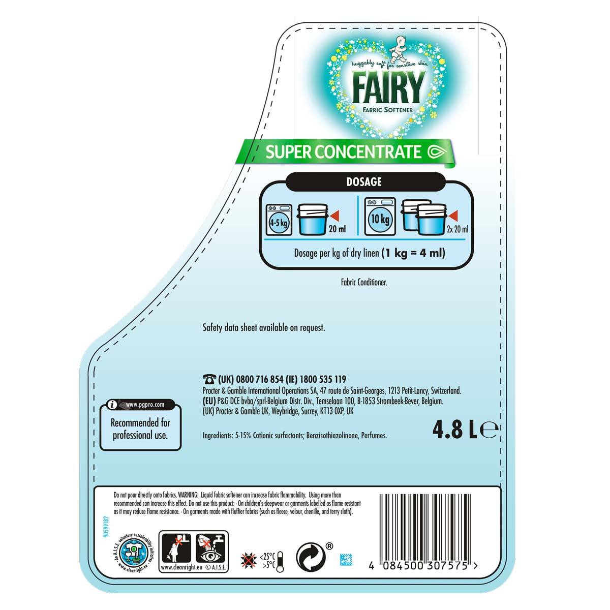 Fairy Super Concentrate Fabric Softener Conditioner, 4.8L (240 Wash)