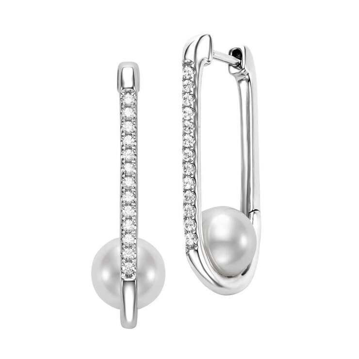 7-7.5mm Freshwater Pearl & 0.20ctw Diamond Earring 7-7.5mm Freshwater Pearl & 0.20ctw Diamond Earring