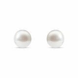 7.5-8mm Akoya White Pearl Earrings, 14ct Yellow Gold