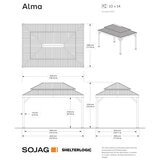Sojag Alma Gazebo with Double Roof 10ft x 14ft (3 x 4.23m) with Mosquito Netting