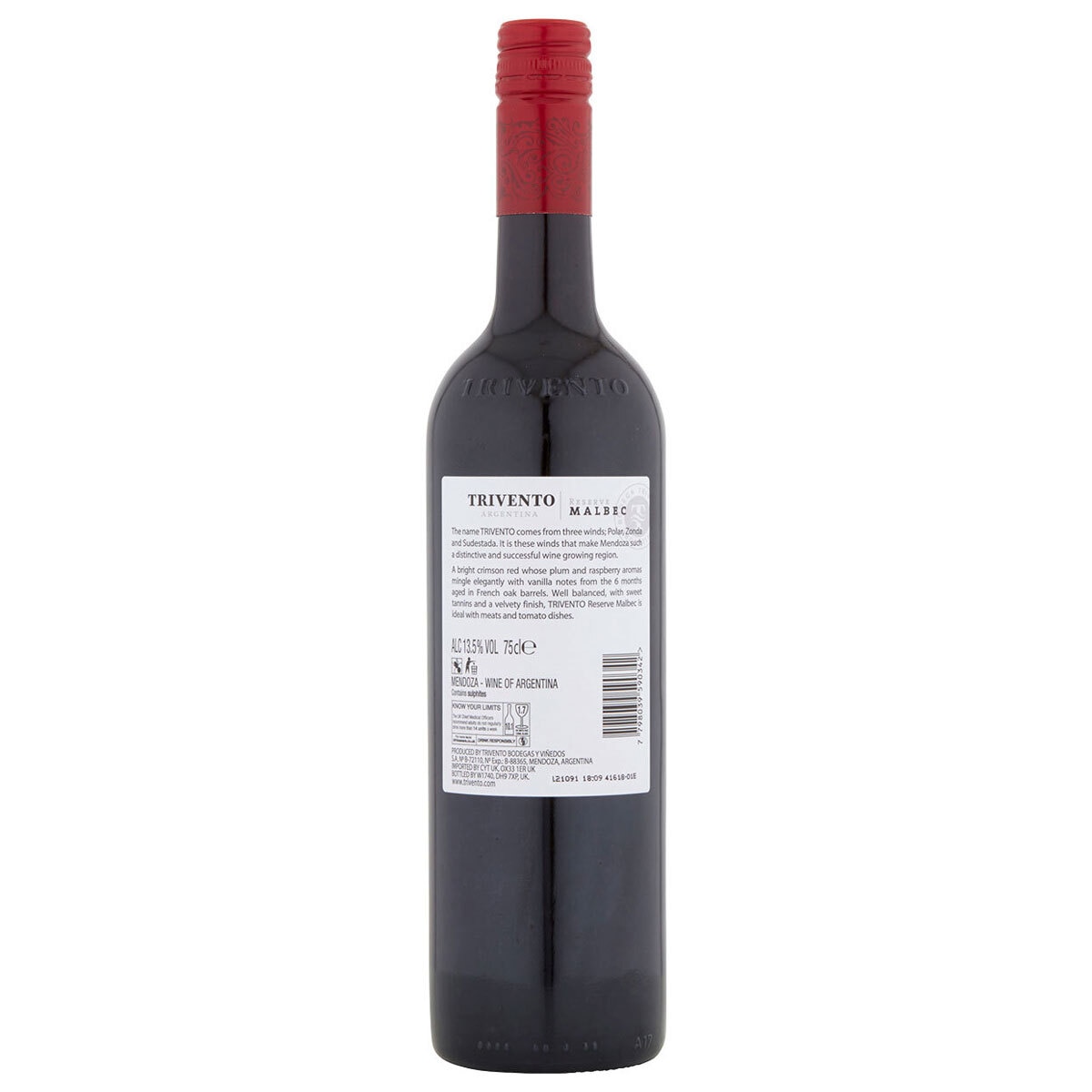 Cut out image of back of bottle on white background