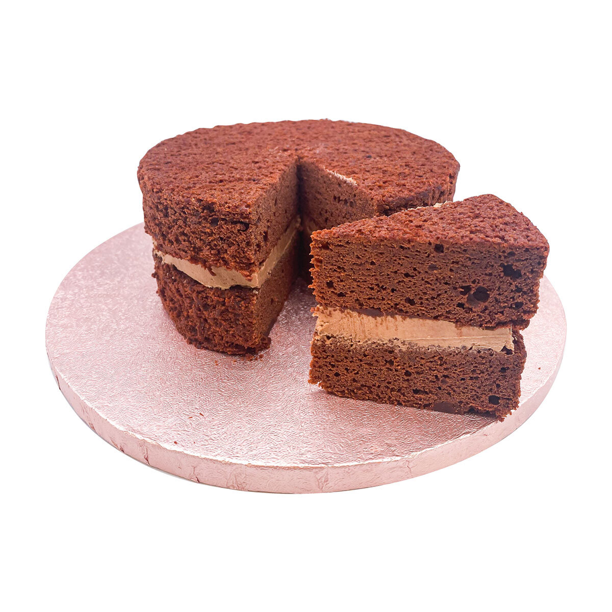 Chocolate sponge cake with slice