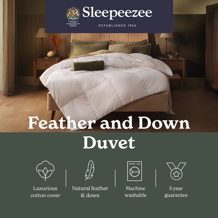 Sleepeezee Natural Feather and Down 10.5 Tog Duvet In 3 Sizes Sleepeezee Natural Feather and Down 10.5 Tog Duvet In 3 Sizes
