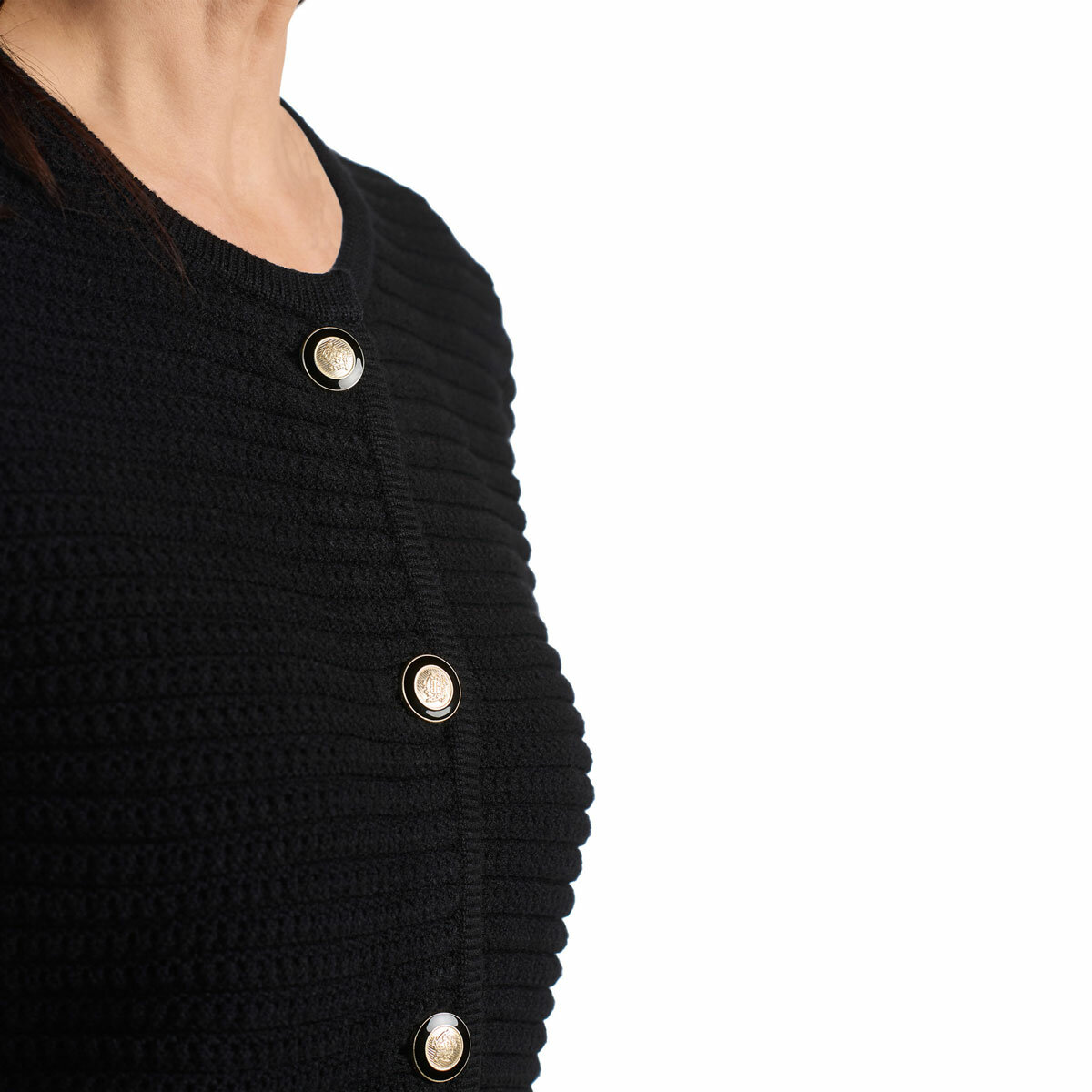 Hilary Radley Textured Knit Jacket in Black