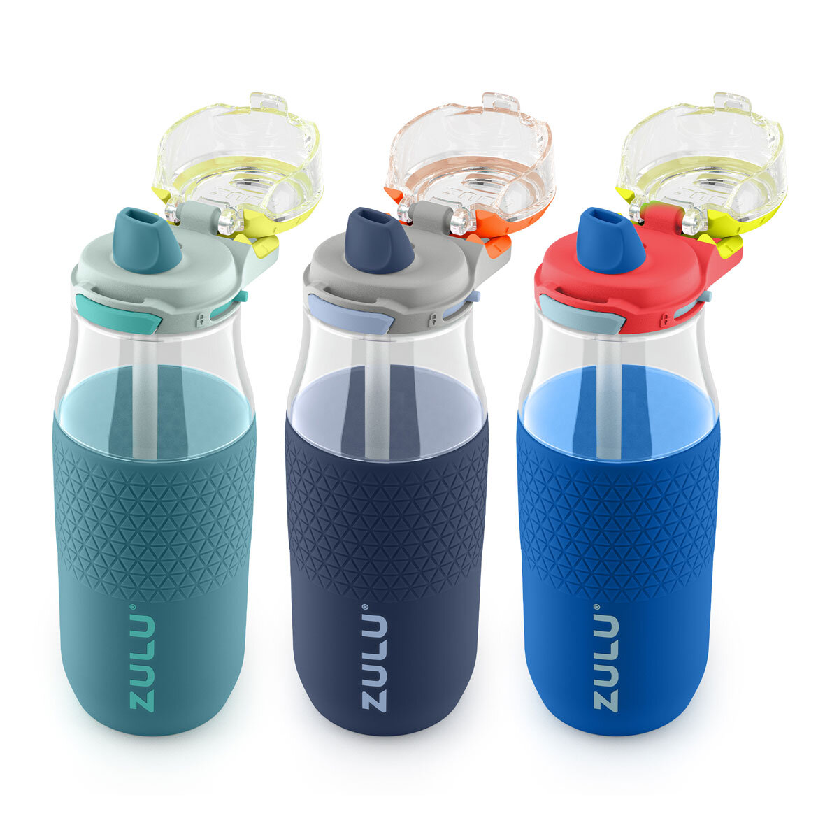Zulu Tritan Water Bottle, 511ml, 3 Pack in Blue
