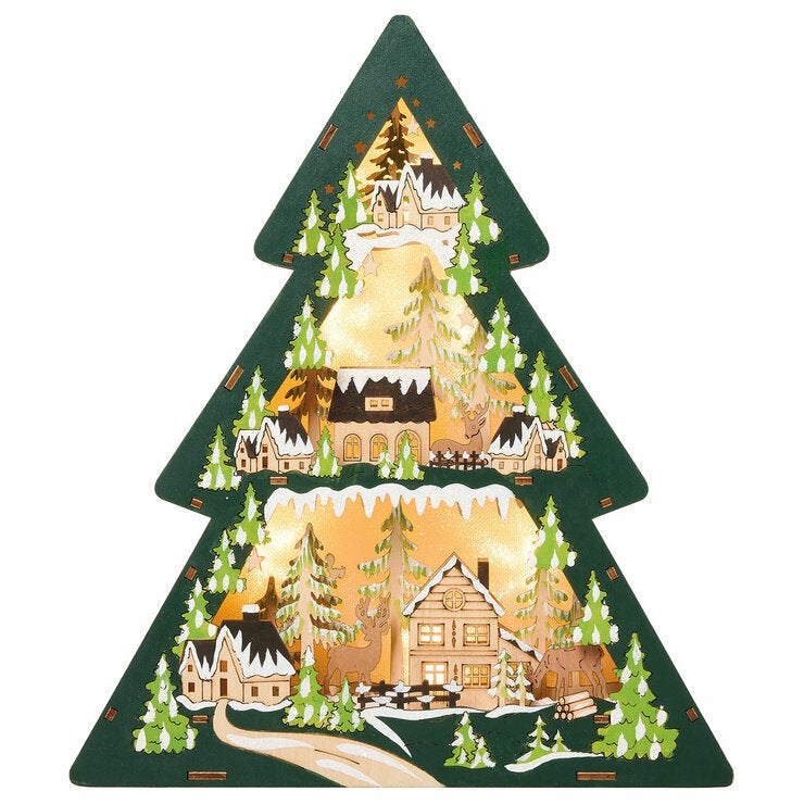 Light Up Wooden Holiday Icons-Set Of 2