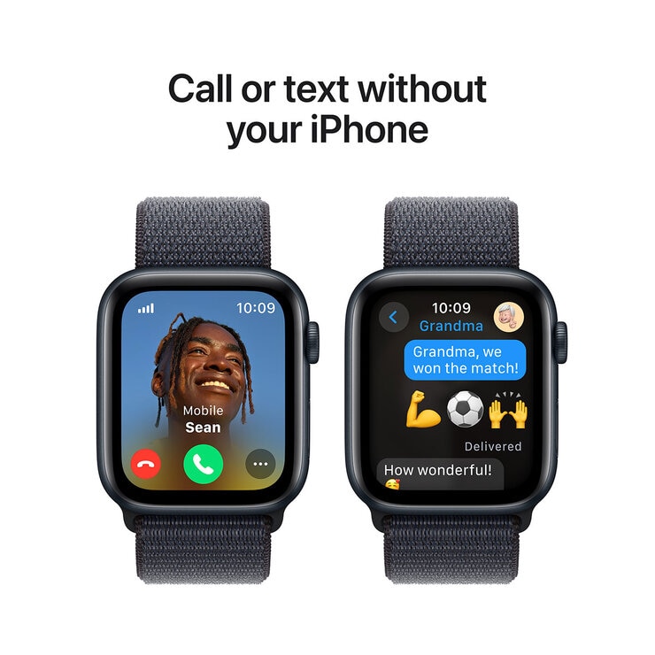 Apple Watch SE GPS + Cellular, 44mm Midnight Aluminium Case with Ink Sport Band Loop , MXGN3QA/A