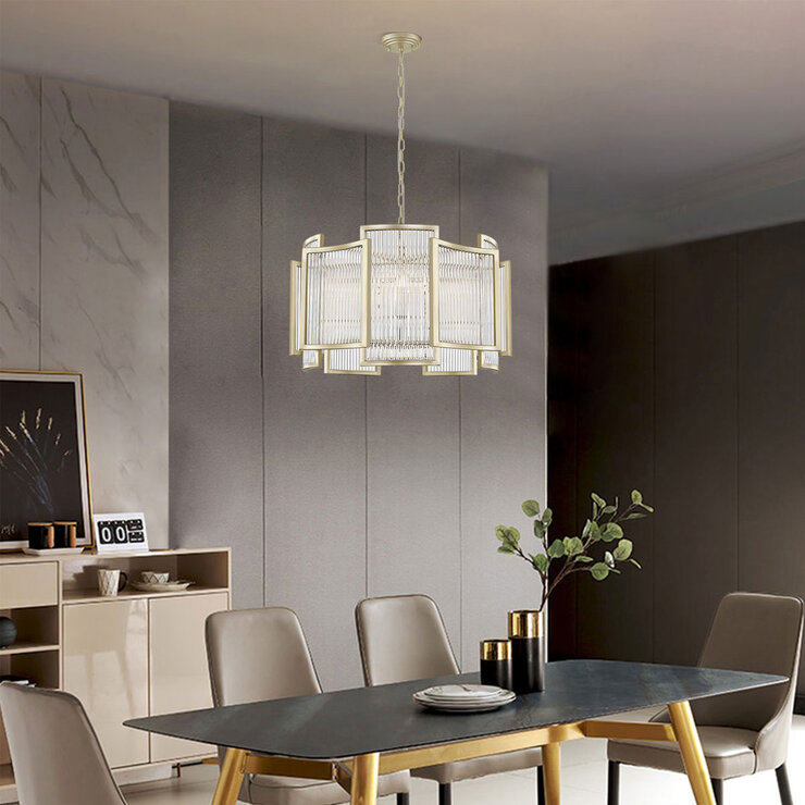 Lifestyle Impex Chicago 5 Light Ceiling Pendant In Matt Gold