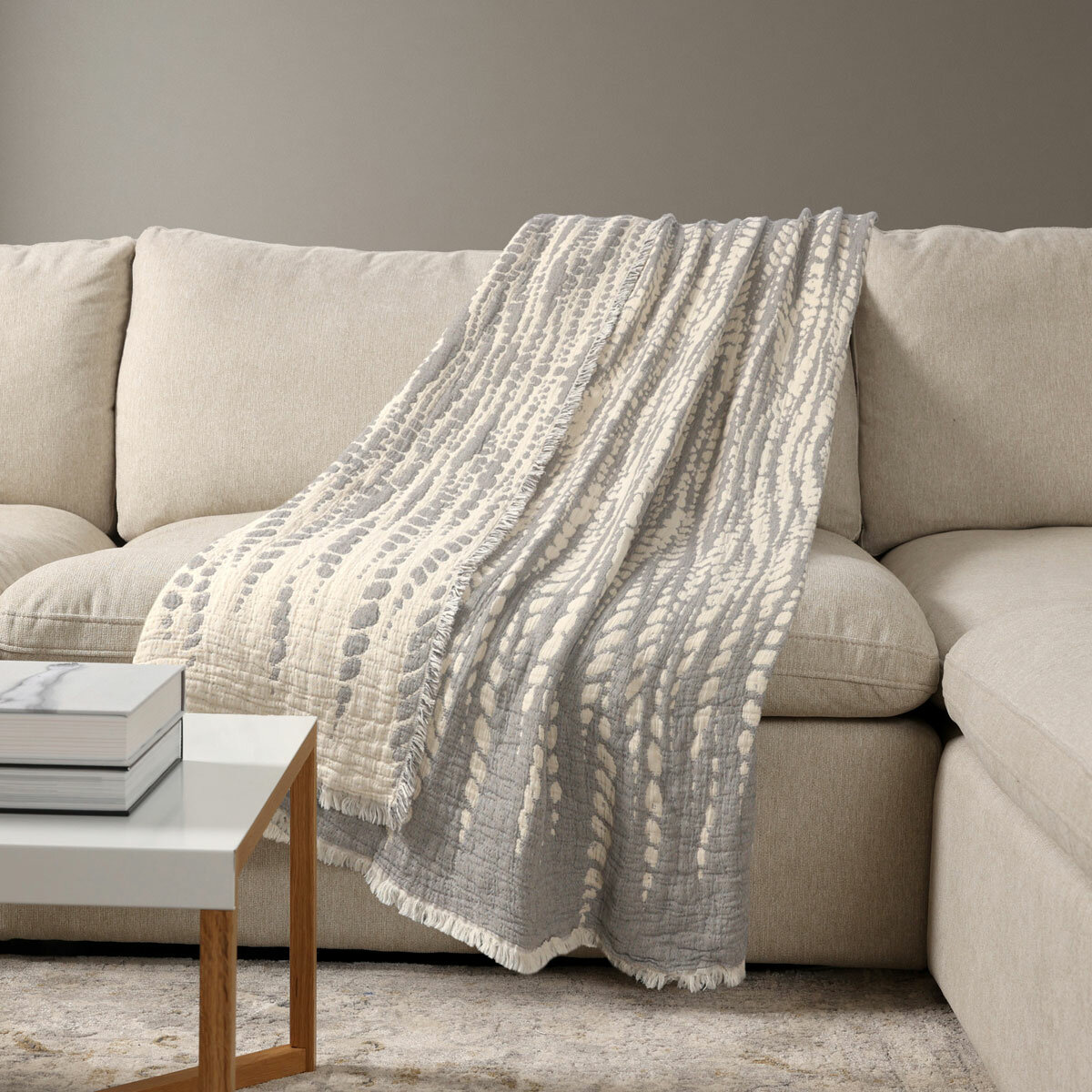 Life Comfort Reversible 100% Cotton Gauze Throw in 4 colours, 127 x 162 cm