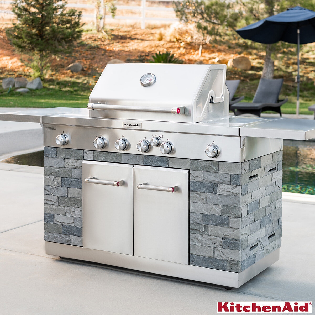 KitchenAid 4 Burner Mini Island Gas Barbecue Grill + Cover Costco UK