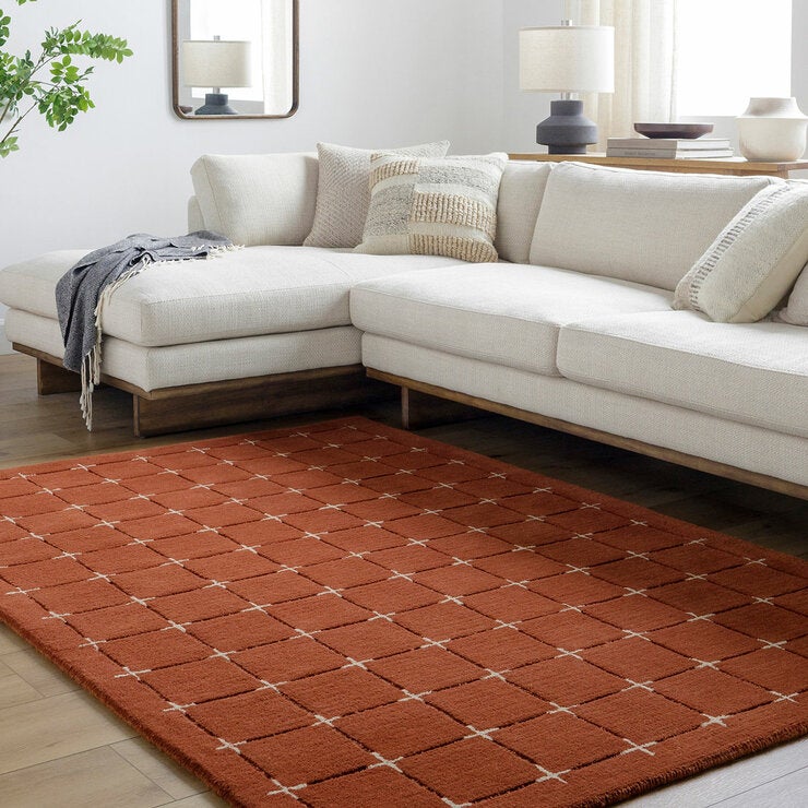 Livabliss Brook Orange Wool Rug, In 2 Sizes Livabliss Brook Orange Wool Rug, In 2 Sizes