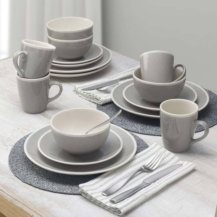 Mikasa Melanie Stoneware 16 Piece Dinnerware Set, Grey Costco UK