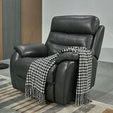 Fletcher Dark Grey Leather Power Recliner Armchair with Power Headrest