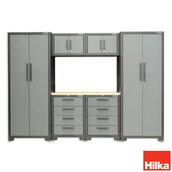 Hilka Professional 24 Gauge Steel 7 Piece Modular Cabinet Set