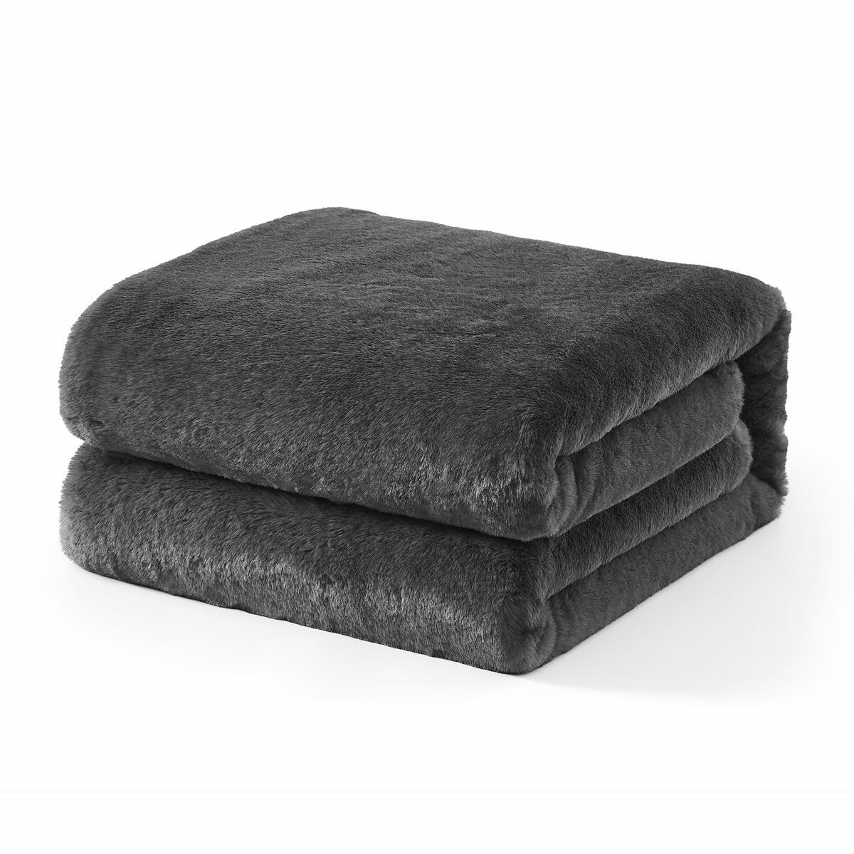 Mon Chateau Dark Grey Faux Fur Throw, 152 x 177 cm