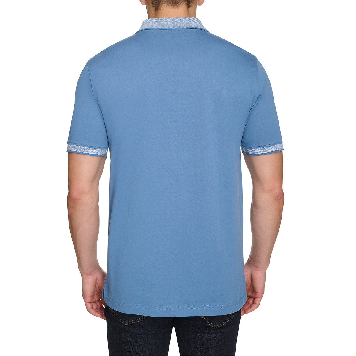 DKNY Men's Zip Collar Polo in Blue