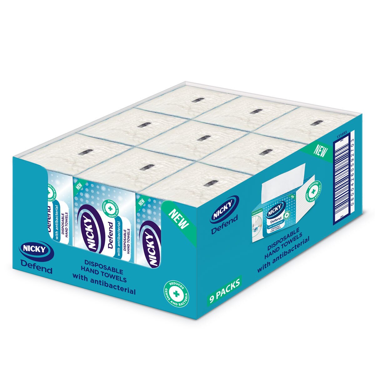 Nicky Defend Disposable Antibacterial Hand Towels, 9 x 100 Pack Costco UK
