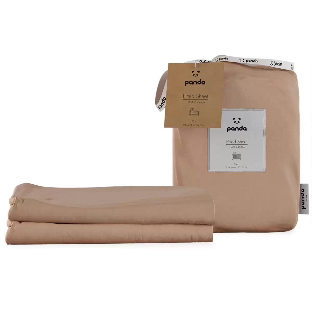 Panda 100% Bamboo Cot Size Fitted Sheets, 2 Pack in 3 Colours - Picture 12 of 17