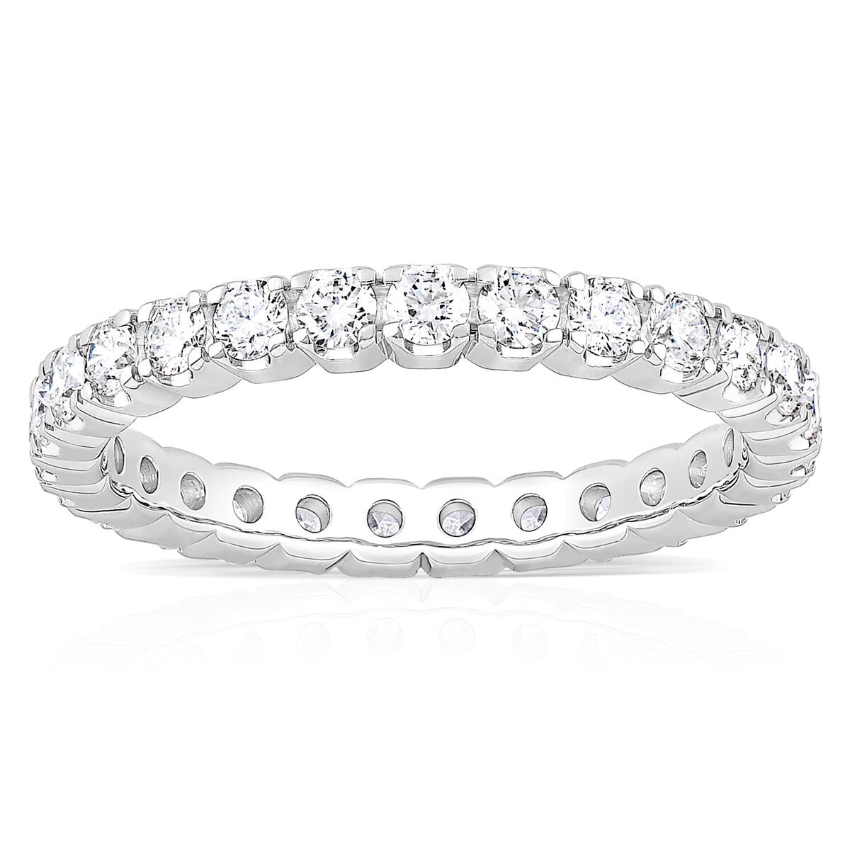 1.00ctw Round Brilliant Cut Claw Set Diamond Eternity Ring, 18ct White Gold