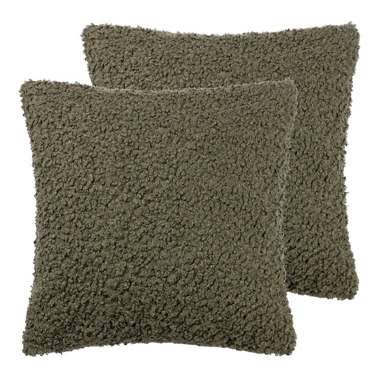 Furn Cabu Reversible Boucle Cushion 2 Pack in Sage, 45 x 45 cm