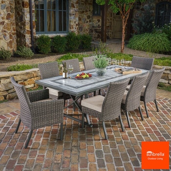 SunVilla Malibu 9 Piece Wicker Dining Patio Set + Cover