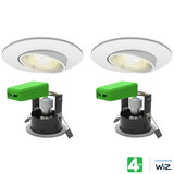 4lite WiZ Connected LED IP20 Fire Rated Adjustable Downlight, Pack of 2, in White