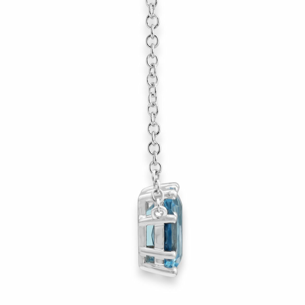 Oval, Emerald, Marquise & Pear Cut Blue Topaz & 0.02ctw Diamond Necklace, 18ct White Gold