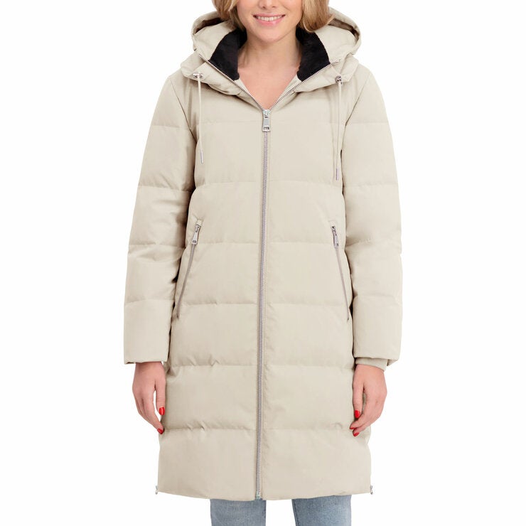 DKNY Women's Long Down Coat with Hood